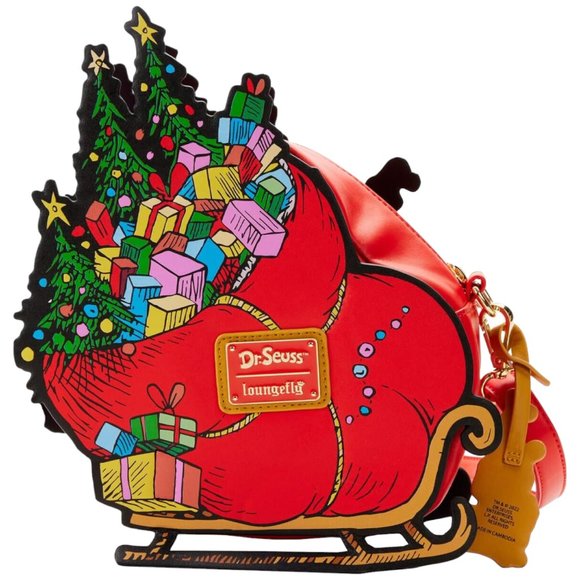 LOUNGEFLY Dr. Seuss GRINCH Sleigh Crossbody Bag Purse NEW - Picture 4 of 6
